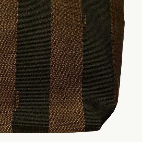 Fendi Pequin Tobacco Stripe Roll Tote - Picture 10 of 11